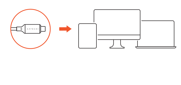 4-in-1 USB-C Hub with 2.5 Gigabit Ethernet setup diagram: connect to a usb-c host device