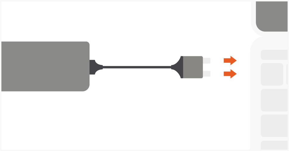 Type-C Dual Multimedia Adapter Quick Start Guide step 1: Plug the Dual Multimedia Adapter into the two USB-C ports on your laptop.