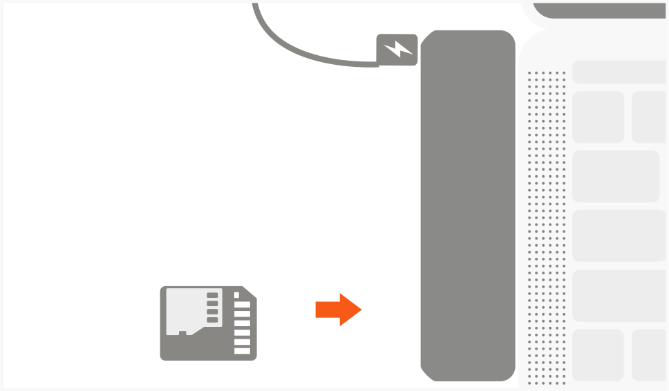 Aluminum Type-C Pro Hub Adapter Quick Start Guide step 5: Insert SD and MicroSD cards into Card Reader ports.