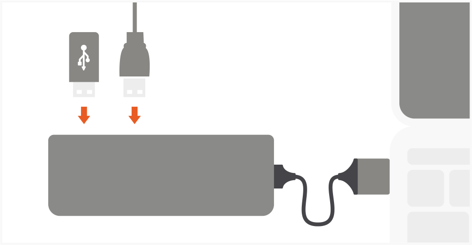 Type-C Dual Multimedia Adapter Quick Start Guide step 5: Connect USB peripherals to USB 3.0 ports.