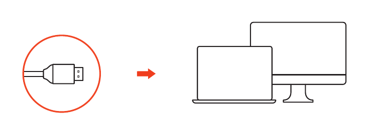 8K Ultra High Speed HDMI® Cable (ST-8KHC2MM) setup diagram showing one HDMI connector being connected to a laptop and external display