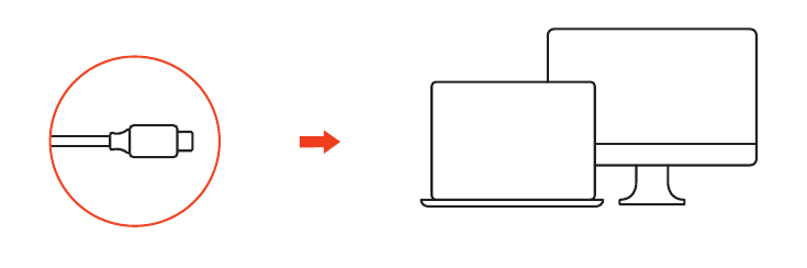USB-C to HDMI 2.1 8K Cable (ST-YH8KCM) setup diagram showing the USB-C connector being connected to a laptop and an external monitor