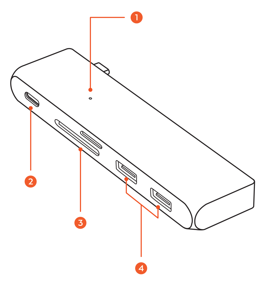 Type-C Pass-Through USB Hub (ST-TCUPS / ST-TCUPM / ST-TCUPR) parts diagram with 4 labeled components