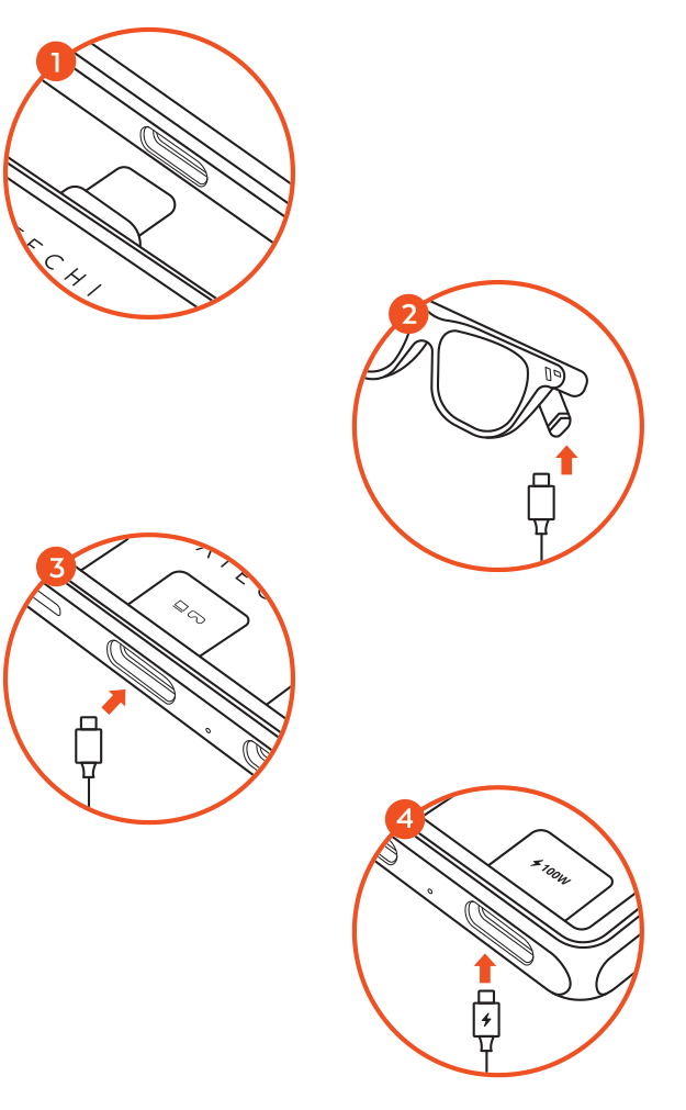 Mobile XR Hub with microSD Reader (ST-HXRSDM) diagram: connecting XR and AR glasses in four steps