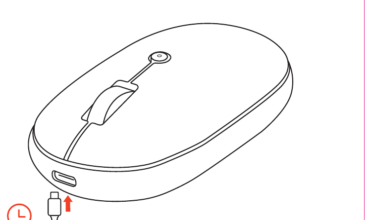 OntheGo™ Bluetooth Mouse (ST-MOTGK) setup diagram: connecting the USB-C charging cable to the port on the mouse