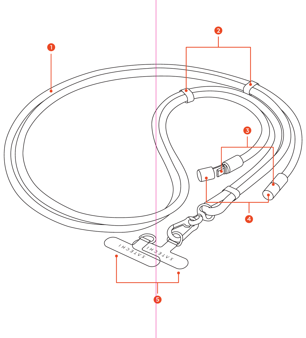 OntheGo™ USB-C Lanyard Cable (ST-LOTGLK) parts diagram with 5 labeled components