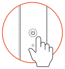 Vegan-Leather FindAll™ Passport Cover (ST-VPCK / ST-VPCW / ST-VPCR) setup diagram: pressing the On/Off Button on the front of the cover