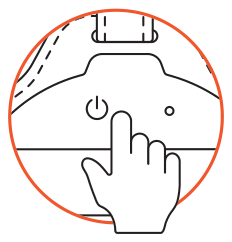 Vegan-Leather FindAll™ Luggage Tag (ST-LFALTK / ST-LFALTW / ST-LFALTR) setup diagram: pressing the On/Off Button on the inside of the tag