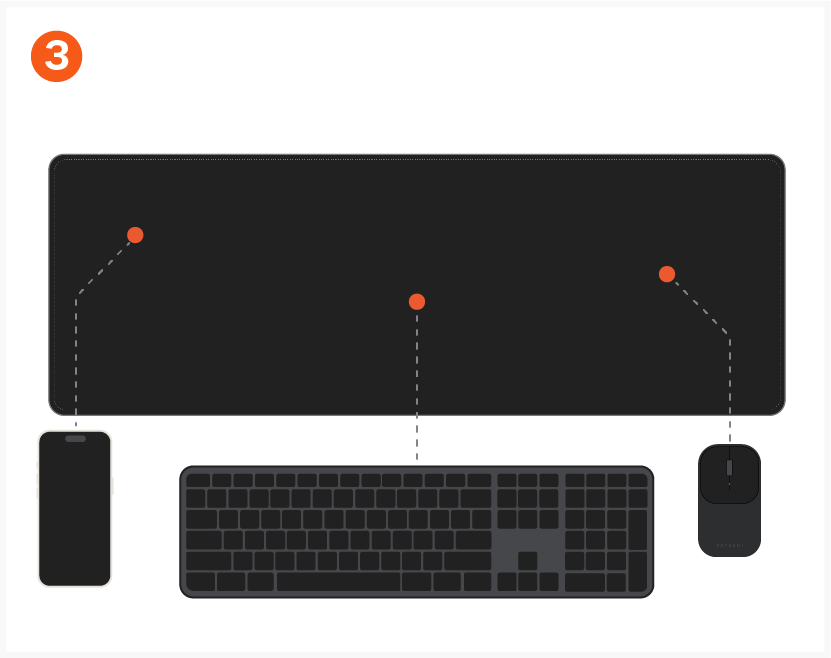 Vegan-Leather Premium Desk Mat (ST-LPDMK ST-LPDMN ST-LPDMB AP-LPDMU) Quick Start Guide step 3: Set Up Your Workspace