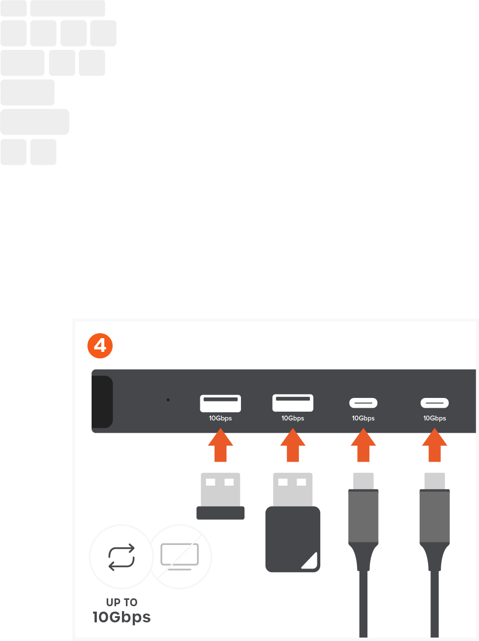 ExtendView™ USB4 Dual HDMI Multiport Adapter (ST-PU4EVC) Quick Start Guide step 4: Connect USB Devices (Up to 10Gbps)